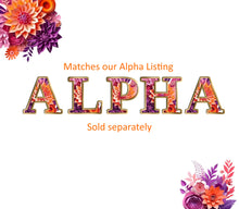 Load image into Gallery viewer, Paper Cut Flower Design with frame for picture or name - Coral, Purple and Pink - Matching Alphabet Sold Separately