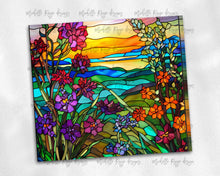 Load image into Gallery viewer, Brightly colored wildflowers stained glass