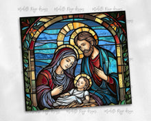 Load image into Gallery viewer, Mary Joseph and Jesus  Stained Glass Design