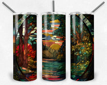 Load image into Gallery viewer, Lake and Mountains Stained Glass