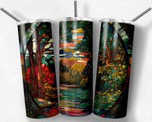 Load image into Gallery viewer, Lake and Mountains Stained Glass