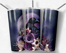 Load image into Gallery viewer, Raven and full moon with quilled flowers