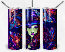 Load image into Gallery viewer, Stained Glass  Halloween Witch Tumbler Design