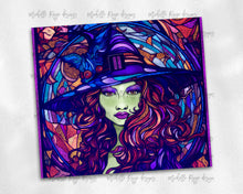 Load image into Gallery viewer, Stained Glass  Halloween Witch Tumbler Design