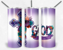 Load image into Gallery viewer, With God all things are possible - Cross with Flowers