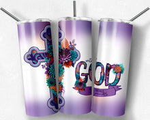 Load image into Gallery viewer, With God all things are possible - Cross with Flowers