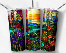 Load image into Gallery viewer, Brightly colored wildflowers stained glass