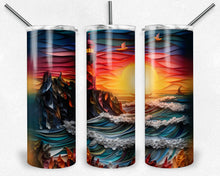 Load image into Gallery viewer, Lighthouse and Bright Sunset - quilled design