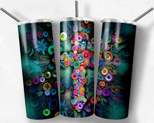 Load image into Gallery viewer, Cross and flowers designed with buttons