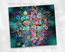 Load image into Gallery viewer, Cross and flowers designed with buttons