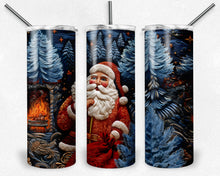 Load image into Gallery viewer, Santa and Blue Trees Embroidered Design