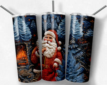 Load image into Gallery viewer, Santa and Blue Trees Embroidered Design