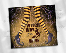 Load image into Gallery viewer, Witch Way to the Wine Halloween Witch Tumbler Design