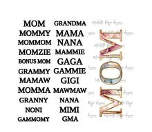 Load image into Gallery viewer, Pastel Watercolor flowers mom names 105b Matches tumbler Design 105
