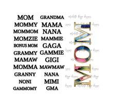 Load image into Gallery viewer, Pink Blue White  Watercolor flowers mom names 104b Matches tumbler Design 104