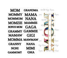 Load image into Gallery viewer, Pink Blue White  Watercolor flowers mom names 104b Matches tumbler Design 104