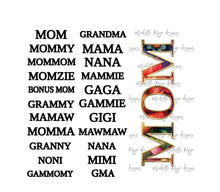 Load image into Gallery viewer, Orange red purple Watercolor flowers mom names 103b Matches tumbler Design 103