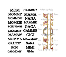 Load image into Gallery viewer, Pastel Watercolor flowers mom names 105b Matches tumbler Design 105
