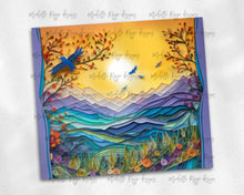 Load image into Gallery viewer, Birds and Mountains Quilled Design