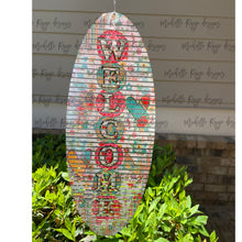 Load image into Gallery viewer, Welcome Oval wind spinner design with butterflies, flowers, and hearts