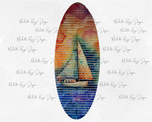 Load image into Gallery viewer, Sailboat 18" Oval wind spinner watercolor design