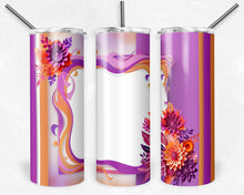 Load image into Gallery viewer, Paper Cut Flower Design with frame for picture or name - Coral, Purple and Pink - Matching Alphabet Sold Separately