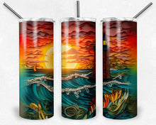 Load image into Gallery viewer, Beach scene with Lighthouse- quilled design