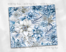 Load image into Gallery viewer, Silver and Blue antique winter flowers