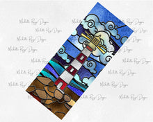 Load image into Gallery viewer, Stained Glass Lighthouse 18" Oval wind spinner design