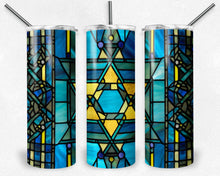 Load image into Gallery viewer, Star of David Hanukkah Stained Glass