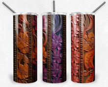 Load image into Gallery viewer, Wood and Flowers Tooled Leather Design