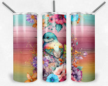 Load image into Gallery viewer, Bird and Flowers on Rainbow Wood