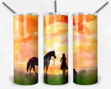 Load image into Gallery viewer, Watercolor Horse with Woman and Dog