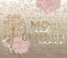 Load image into Gallery viewer, Pink Boho  gold  Cheetah, leopard  with Mom and Grandma names  PNG Overlays