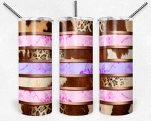 Load image into Gallery viewer, Cowhide Leopard Print Pink and Purple Marble Stripes