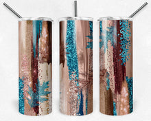 Load image into Gallery viewer, Fall Rose Gold and Teal Leaves Paint Strokes