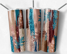 Load image into Gallery viewer, Fall Rose Gold and Teal Leaves Paint Strokes