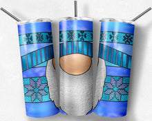 Load image into Gallery viewer, Purple and Teal Snowflake Sweater Gnome Stained Glass