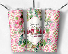 Load image into Gallery viewer, Just a Girl Who Loves Christmas on Christmas Pink Argyle Plaid