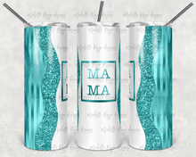 Load image into Gallery viewer, Mama Mini Teal Set  - Kids Flip Cup, 15oz Skinny Tumbler, 20 Oz Skinny Tumbler Design
