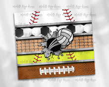 Load image into Gallery viewer, Multi Sport Stripes with Baseball Soccer Volleyball Softball and Football