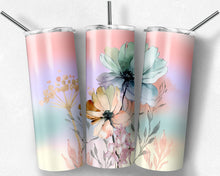 Load image into Gallery viewer, Pastel watercolor flowers with ombre background