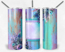 Load image into Gallery viewer, Purple Teal Flowers Frame with Place for Picture Watercolor