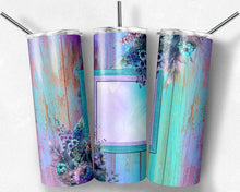 Load image into Gallery viewer, Purple Teal Flowers Frame with Place for Picture Watercolor