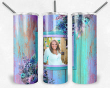 Load image into Gallery viewer, Purple Teal Flowers Frame with Place for Picture Watercolor