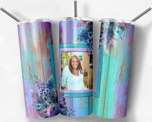 Load image into Gallery viewer, Purple Teal Flowers Frame with Place for Picture Watercolor