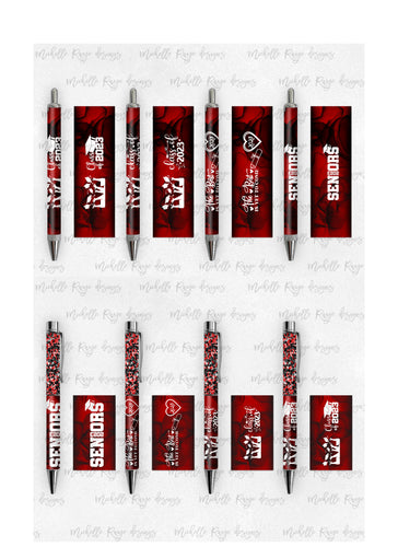 2023 Graduation Red and Black Pen Wraps Set 4