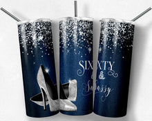 Load image into Gallery viewer, Sixty and Sassy Denim Glitter High Heels