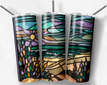 Load image into Gallery viewer, Pastel Beach Sunset Scene Stained Glass