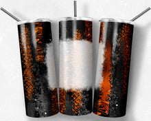 Load image into Gallery viewer, Black and Orange Brush Strokes with Bleach Spot
